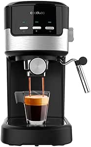 Cecotec Cafetera Espresso Compacta Power Espresso 20 Pecan. 1100W, 20 Bares, Sistema Thermoblock, Vaporizador Orientable, Brazo Portafiltros con Doble salida y 2 Filtros, 1,25 Litros