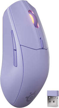 SteelSeries mysz do gier Rival 3 Wireless Gen 2 – 2,4 GHz i Bluetooth – Sensor optyczny TrueMove Air 18 000 DPI – Wytrzymała do 60 milionów kliknięć – Niska waga – Ślizgacze 100% PTFE - Lavendowy