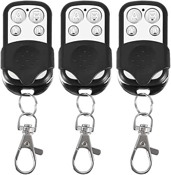 GC GLOBALCOMMERCE Kit de 3 mandos a distancia universales de autoaprendizaje para portón automático, con 4 llaves y frecuencia fija 433,92 MHz, negro