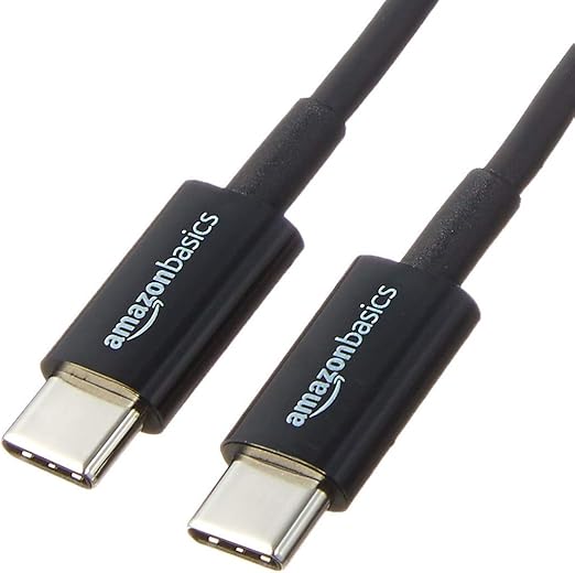 Amazon Basics Cable de Carga rápida USB-C a USB-C 2.0, Velocidad de 480 Mbps, Certificado USB-IF, para Apple iPhone 16/15, iPad, Samsung Galaxy, tabletas, Ordenadores portátiles, 0.9 m (3 pies),Negro