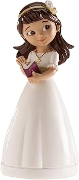 Dekora - Figura Decorativa Niña para Tarta de Primera Comunion - 13 cm