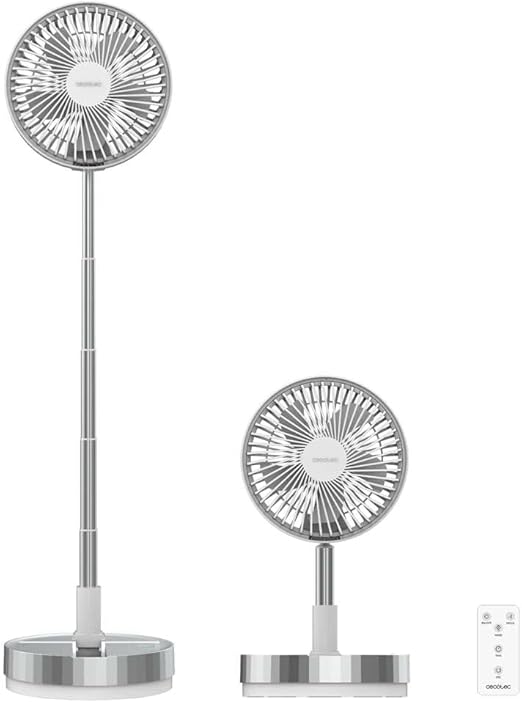 Cecotec Ventilador Portátil Plegable con Mando a Distancia EnergySilence 800 FoldAir Portable Control. Batería 7200mAh, Extensible, Oscilación Automática, 8 Pulgadas, 4 Velocidades