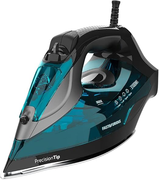 Cecotec Plancha Ropa de Vapor Fast&Furious 5055 Pro. 3100 W, Suela de Cerámica, Deslizamiento TurboSlide, 5 Niveles de Temperatura, Golpe de Vapor 255g/min