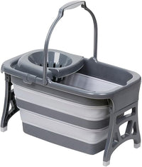 Dirt Devil Cubo de fregona Plegable de 20 litros - Cubo de fregona con escurridor - Espacio Ahorro Cubo de Limpieza - Mopper portátil para Suelos - Gris Blanco