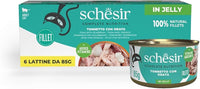 Schesir Atún con Dorada en Gelatina, Comida Húmeda para Gatos, en Latas, 100% Natural, con Vitaminas Añadidas, 6 x 85g