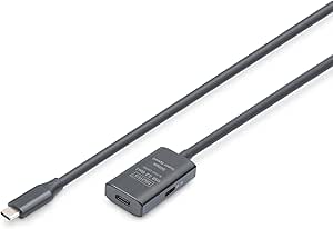 DIGITUS Cable alargador USB 3.2 Gen 1 activo – 5 m – Conector USB-C macho a hembra – Cable repetidor con Plug & Play – Hasta 5 Gbit/s – Alimentación a través de tipo C – Negro