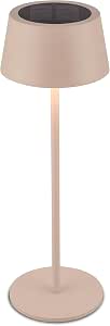 BRILONER - Lampara de mesa sin cable LED IP44 con pantalla táctil, CCT, regulable, solar, lampara mesita noche sin cable, lampara mesa LED recargable, lampara mesilla, 11,5x32 cm, beige