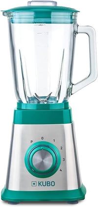 KUBO - Batidora de Vaso - Jarra de Cristal - Potencia 1000W - 4 velocidades - 6 Cuchillas de Acero Inoxidable - Capacidad: 1.5l
