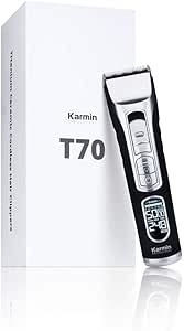 Karmin T70 - Maquina de cortar pelo/cabello profesional para hombre con cuchillas de ceramica, Inalámbrica, recargable con Display LED
