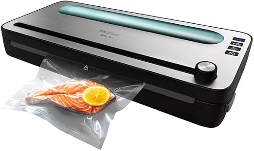 Cecotec Envasadora al vacío (120 W, Sistema de envasado en 10 seg, Presión de vacío de 0.75 Bar, Sellado silencioso, 2 Modos), Multicolor, SealVac 120 SteelCut