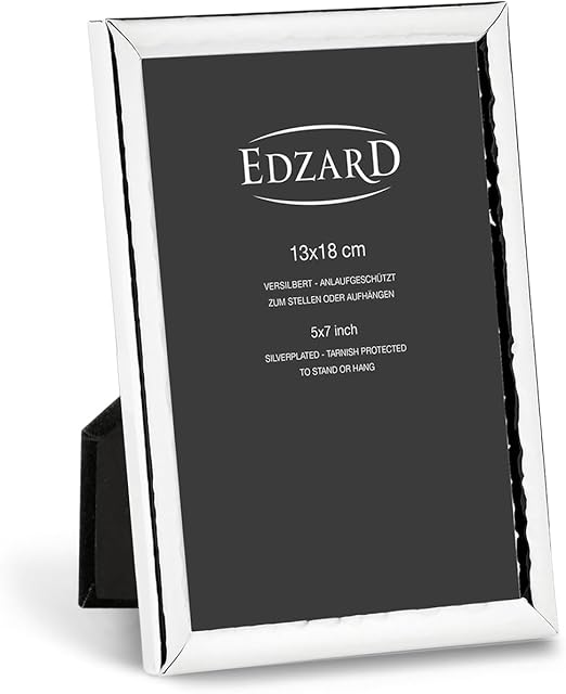 Edzard Marco de fotos Riga, elegante chapado en plata, resistente al deslustre, con 2 colgadores, marco de fotos plateado en formato vertical y horizontal (13 x 18 cm)