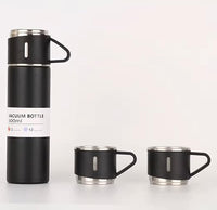 PRO ELEVEN. Termo con 2 Tazas Integradas – Botella Térmica Compacta para Café, Agua o Té – Ideal para Camping, Viajes, Trabajo – Aislante y Fácil de Transportar – 500 ml- termo con tazas