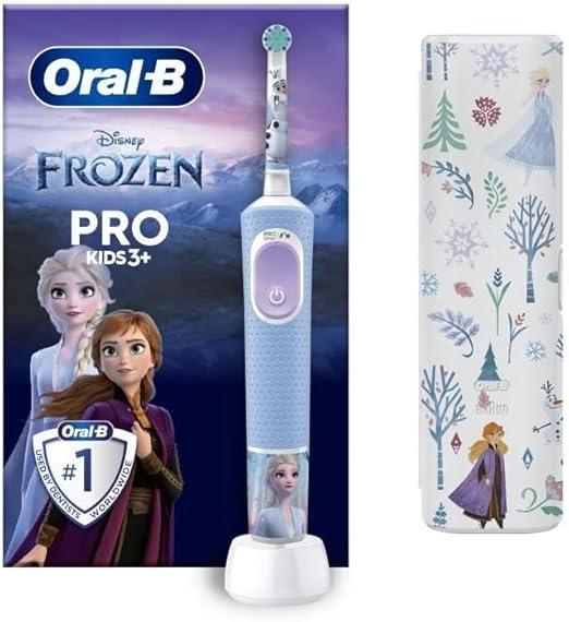 Oral-B Pro Kids Cepillo De Dientes Eléctrico, 1 Mango De Frozen, 1 Cabezal, 1 Estuche De Viaje, Diseñado Por Braun, Apto Para Niños Mayores De 3 Años