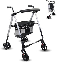 Mobiclinic®, Andador para adultos, Plegable, Ligero, Asiento y cesta xxl, Sujeta bastones, Altura regulable, De aluminio, Marca española, Frenos por presión, Dehesa, Ruedas macizas, Gris perlado