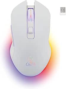 The G-Lab- Kult Helium - RATÓN Gaming - 800 a 6400 dpi Sensor óptico, Retroiluminación 7 Colores, 6 Botones - Cómodo y Ligero - PC/Mac/PS4/PS5 - Ratón Gaming inalambrico - Blanco