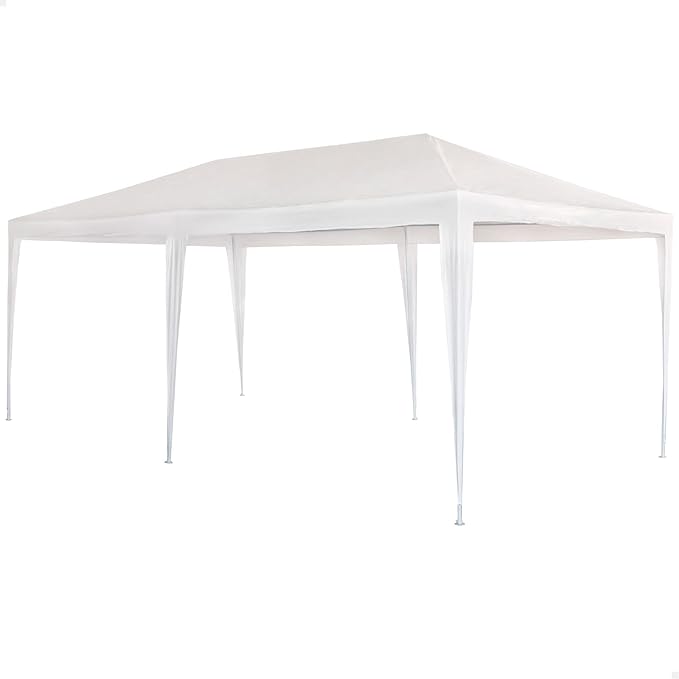 AKTIVE Garden 53992 - Cenador de Plástico Blanco 300 x 600 x 255 cm con Tubos de Acero