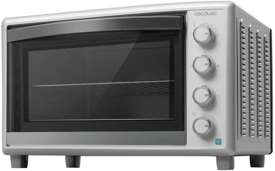 Cecotec Horno Convección de Sobremesa de 60 Litros Bake&Toast 6090 White Gyro. 2200 W, Luz Interior, 12 Funciones, Temperatura hasta 230º, Puerta de doble Cristal, Incluye Rustidor Giratorio
