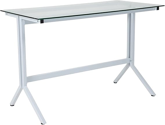 Flash Furniture Escritorios, Transparente/Blanco, 43.2 Pulgadas de Ancho x 21.5 Pulgadas de Profundidad x 28 Pulgadas de Alto