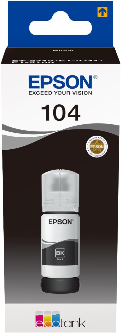 Epson C13T00P140 Tinta 104 negro, 4500 Lados EcoTank, 65 ml