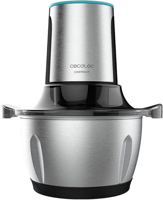 Cecotec Picadora de Carne y Verduras Eléctrica ChopBeat 1500 TitanBlack Steel. 600 W, 4 Cuchillas de Titanio Negro, Bol de Acero Inoxidable de 1,5 L y 2 Velocidades
