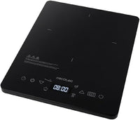 Cecotec Placa de Inducción Portátil Full Crystal Onyx. 2000 W, Cristal Esmaltado, Control Táctil, Potencia y Temperatura Regulable, 4 Programas Preconfigurados, Temporizador, Diámetro 28 cm