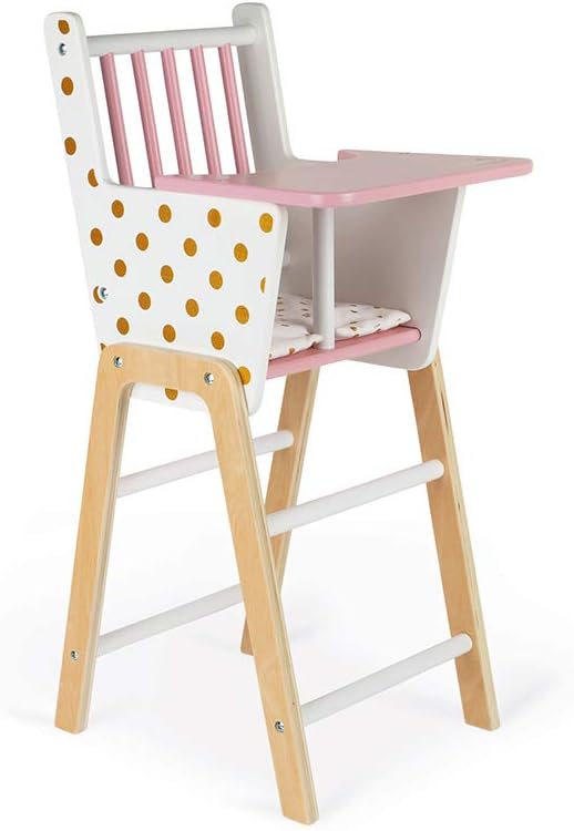 Janod - Candy Chic - Trona de Madera para Muñecas de Hasta 42 Cm - Accesorios para Muñecas - A partir de 3 Años, J05888