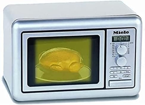 klein Theo 9492 Horno microondas Miele, con Base giratoria a Pilas, Reloj con Tres limitaciones de Tiempo y señal acústica, Medidas: 25 cm x 16 cm x 17,5 cm, Juguete para niños a Partir de 3 años