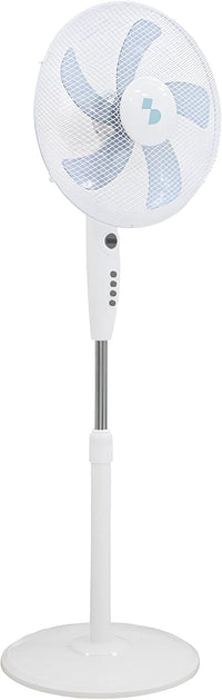 BEPER P206VEN132 Ventilador de Pedestal, Ventilador de 5 aspas, Temporizador Programable, Altura ajustable hasta 130 cm, Blanco