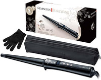 Remington Rizador Pelo Ondas cónico 13-25 mm Pearl revestimiento cerámico con perlas pantalla LCD 130-210 °C, guante resistente al calor, rizos naturales, rizos en espiral y ondas playeras, CI951