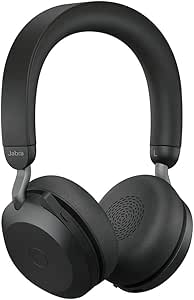 Jabra Evolve2 75 Auriculares Estéreo Inalámbricos para PC con 8 Micrófonos-Auriculares de Doble Espuma con Cancelación de Ruido Activa, Adaptador Bluetooth USB-C-Compatibilidad con CU-Negro