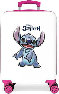 Disney Adorable Stitch, Maleta Infantil tamaño de Cabina, Equipaje para Niños Niñas, Happy, Maleta Cabina Fabricada en ABS,Rosa, 55 cm, 34L, Ruedas Dobles, Cierre de combinación Lateral. Joumma Bags