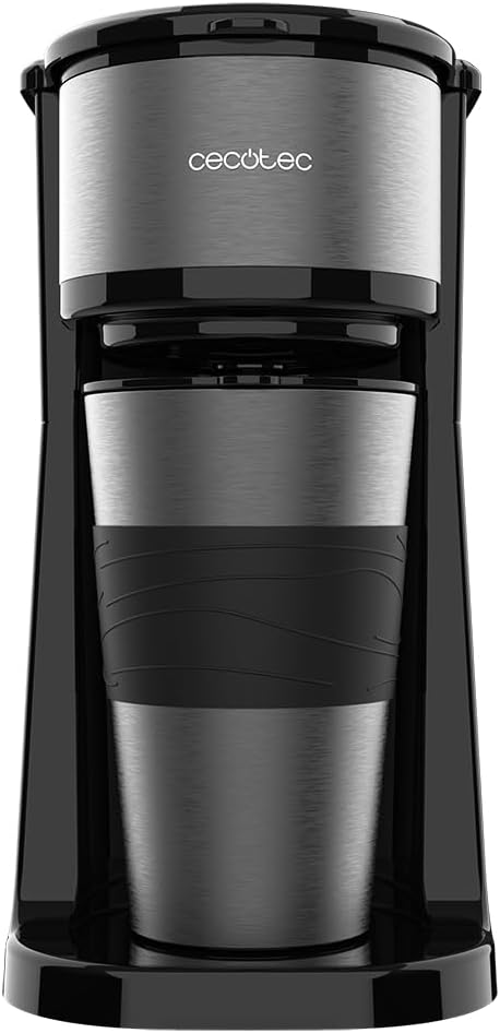 Cecotec Cafetera de Goteo con Termo Portátil Coffee 66 Drop&Go. 700 W, Capacidad 420 ml, Boquilla Antigoteo, Filtro Permanente o de Papel, Función Autoapagado, Depósito con Ventana