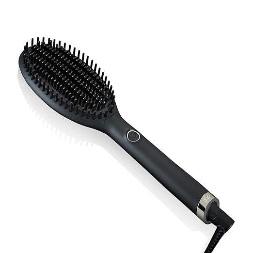 ghd Glide - Cepillo térmico alisador de pelo para un acabado liso natural sin esfuerzo, Acabado Suave, Brillante y Sin Frizz, Púas Cerámicas - Para Todo Tipo de Cabello -Color Negro, (Enchufe Europeo)