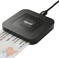 Iggual Lector DNI Electrónico y Tarjetas Inteligentes - Conexión Entrada Tipo C - Admite Cables de Salida USB-A y USB-C - Compatible DNIe 4.0 - Velocidad de Lectura 420 kbps - Windows, macOS y Linux
