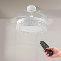 M mimotec - Ventilador de Techo Led White Aqua 66W con luz, mando a Distancia, Bajo consumo, motor DC 30W+Luz Led 36W, 6 velocidades, Silencioso, 4 Aspas desplegables, verano-invierno, temporizador