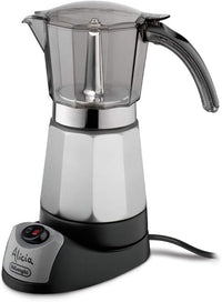 De'Longhi Alicia EMKM 9 Cafetera Moka Eléctrica, 550 w, Capacidad 9 Tazas, Función Autoapagado, Base Giratoria, Negro y Plata