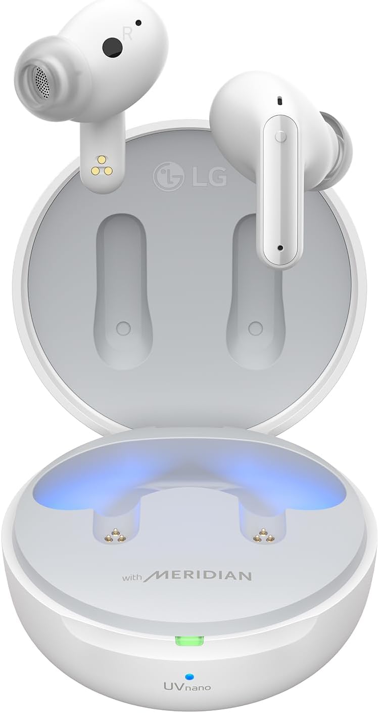 LG Electronics Auriculares Bluetooth Intraurales LG Tone Free DFP8, Sistema de Sonido Meridian y Cancelación Activa de Ruido (ANC), Carga Inalámbrica, Protección contra Salpicaduras de Agua IPX4