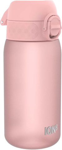 ion8 Botella de Agua para Niños, 350ml, a Prueba de Fugas, Fácil de Abrir, Cerradura Segura, Apta para Lavavajillas, Sin BPA, Asa de Transporte, Fácil de Limpiar, Neutro en Carbono, Cuarzo Rosa