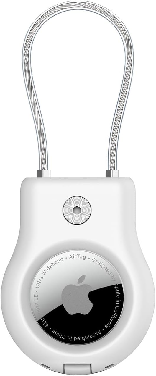 Belkin Funda AirTag con Cable Fino metálico, Protector Secure Holder para AirTag, Resistente a los arañazos, Accesorio para AirTag (Blanco)