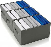 edihome, Organizador Armario, Separadores de Cajones para Camisetas y Ropa Interior, con Compartimentos, Cajas Organizadoras Armarios (Gris Oscuro, Pack 3-8 Compartimentos)