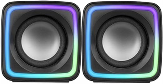 Mars Gaming MSCUBE, Kompakte 8W Gaming-Lautsprecher, Raumklang-DSP-Sound, RGB Active-Flow, Steuerbox, USB + 3,5mm Klinke, Schwarz