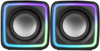 Mars Gaming MSCUBE, Kompakte 8W Gaming-Lautsprecher, Raumklang-DSP-Sound, RGB Active-Flow, Steuerbox, USB + 3,5mm Klinke, Schwarz