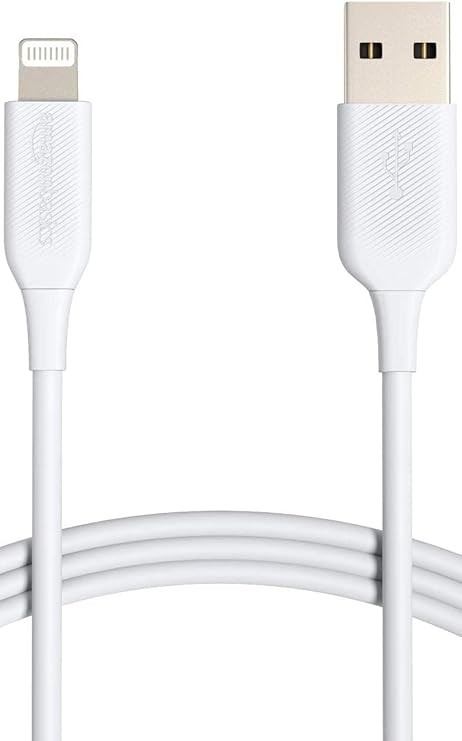 Amazon Basics Cable Lightning a USB-A, cargador para iPhone certificado por MFi, Blanco, 0.9 m