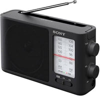 Sony ICF506.CED - Radio portátil (FM/AM de sintonización analógica con auriculares, asa de transporte, adaptador CA) negro