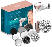 Cecotec Cepillo Limpiador Facial Masajeador Portátil a Pilas Bamba FaceCare TotalClean. 9 Cabezales para Cara, Cuerpo y Pies con Giro de 360º, Diseño Ergonómico y Bolsa de Viaje