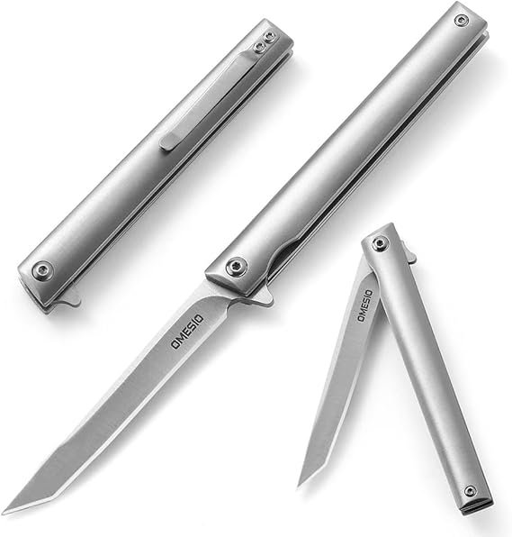 Omesio Cuchillo Tanto Cuchillo Plegable para Cuchillo de Pesca Slim Cuchillo Plegable para con Filo cortante (C-Sliver)