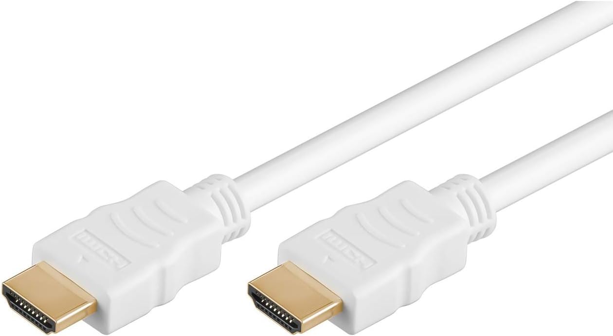 PremiumCord Cable HDMI 4K de Alta Velocidad M/M, 10,2Gbps con Ethernet, Compatible con Vídeo 4K@30Hz, Full HD 1080p, Deep Color, 3D, ARC, HDR, Dolby TrueHD, Conectores Chapados en Oro, Blanco, 15 m