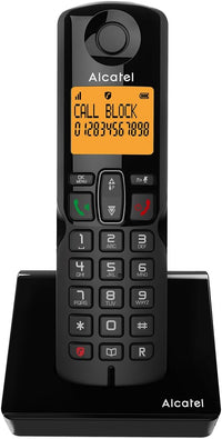 ALCATEL S280 - Teléfono inalámbrico DECT - Diseño Compacto - Pantalla Grande retroiluminada - Manos Libres - Bloqueo de Llamadas - Agenda 50 contactos - Negro
