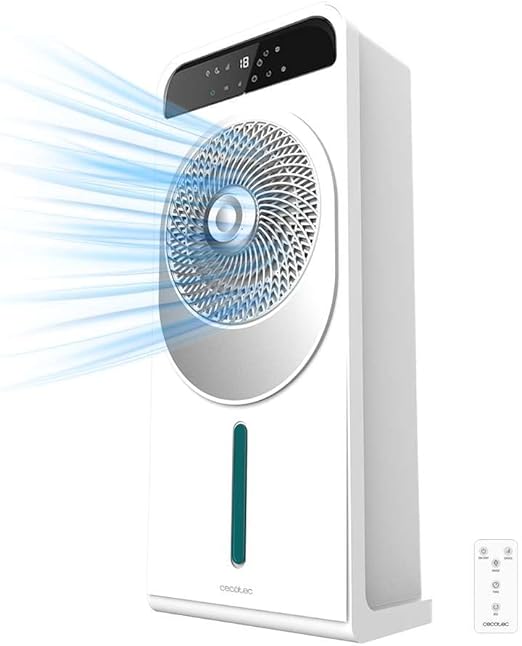 Cecotec Climatizador Evaporativo EnergySilence 5000 Cool Wave, 28 W, Motor DC, Depósito 5L, Mando a distancia, Pantalla LED, Control táctil, 12 Velocidades, Temporizador hasta 9h, Oscilación de 360º