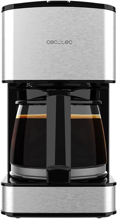 Cecotec Cafetera de Goteo 6 Tazas Coffee 56 Drop. 680 W, Capacidad 0,8 Litros, Boquilla Antigoteo, Filtro Permanente o de Papel, Acabados en Acero Inoxidable e Intensificador De Aroma
